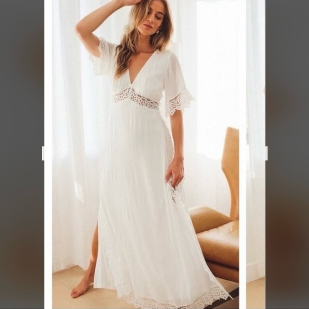 Lulu's White Lace Maxi Dress